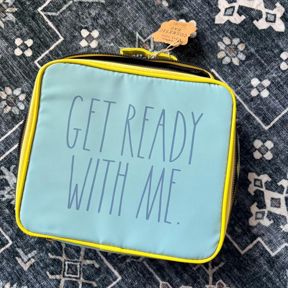 NWT Rae Dunn Blue and Yellow Cosmetic / Toiletries Bag